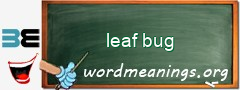 WordMeaning blackboard for leaf bug